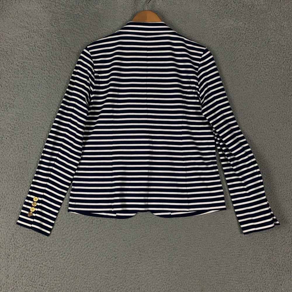 Lauren Ralph Lauren Striped Knit Blazer Womens Medium Navy White Coastal Preppy - Picture 6 of 14